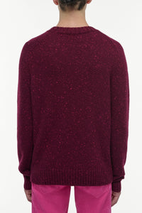 Daniel Knit Sweater in Bordeaux Speckled Aran Cashmere