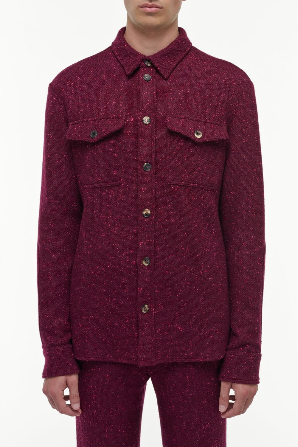 Lucas Overshirt in Bordeaux Speckled Cashmere