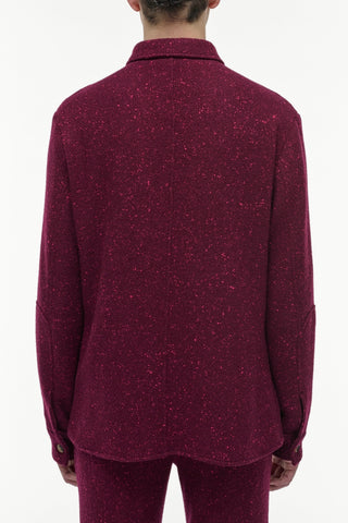 Bordeaux Speckled Cashmere Lucas Overshirt - Back View On Model | Gabriela Hearst