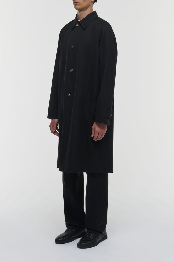 Alain Reversible Coat in Black & Electric Navy Virgin Wool