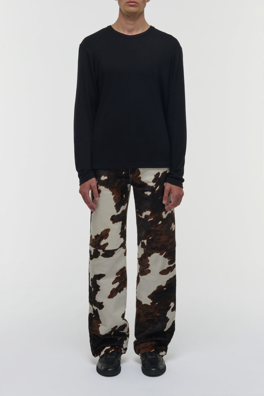 Rey Straight-leg Five Pocket Pant in Ivory Cognac Multi Pony Hair