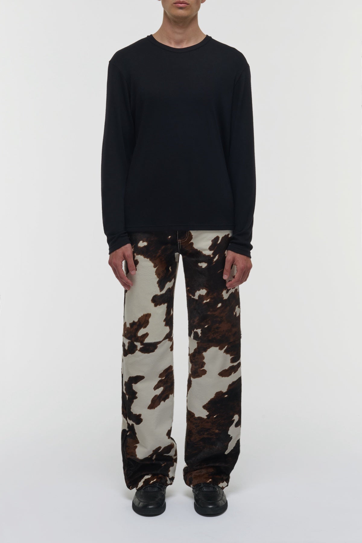 Rey Straight-leg Five Pocket Pant in Ivory Cognac Multi Pony Hair