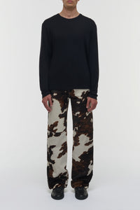 Rey Straight-leg Five Pocket Pant in Ivory Cognac Multi Pony Hair