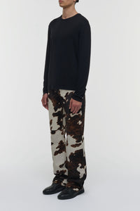 Rey Straight-leg Five Pocket Pant in Ivory Cognac Multi Pony Hair