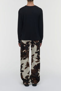 Rey Straight-leg Five Pocket Pant in Ivory Cognac Multi Pony Hair