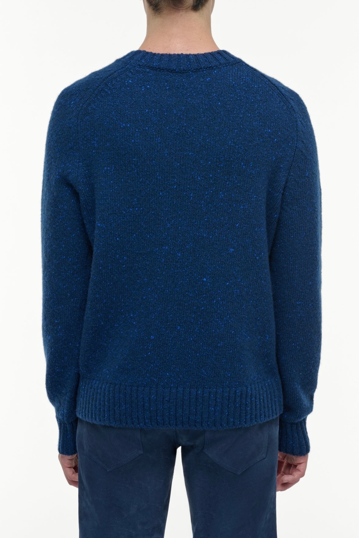 Daniel Knit Sweater in Electric Navy Speckled Aran Cashmere