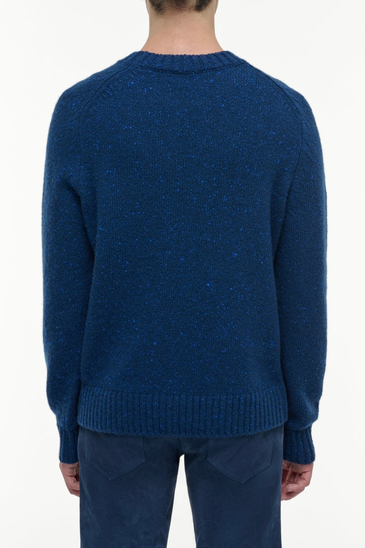 Daniel Knit Sweater in Electric Navy Speckled Aran Cashmere