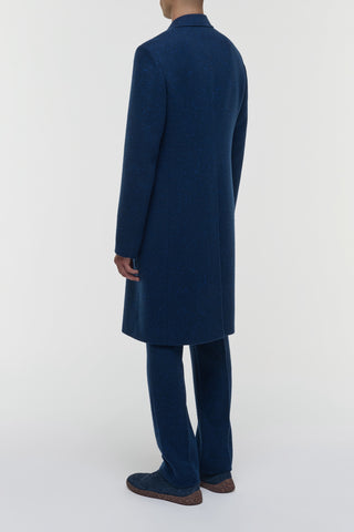 Electric Navy Speckled Cashmere McAffrey Coat - On Model Back View | Gabriela Hearst