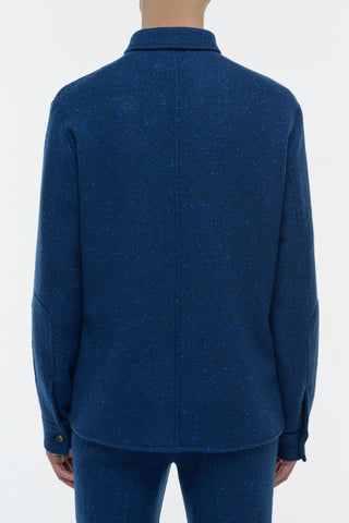 Electric Navy Speckled Cashmere Lucas Overshirt - Back View | Gabriela Hearst