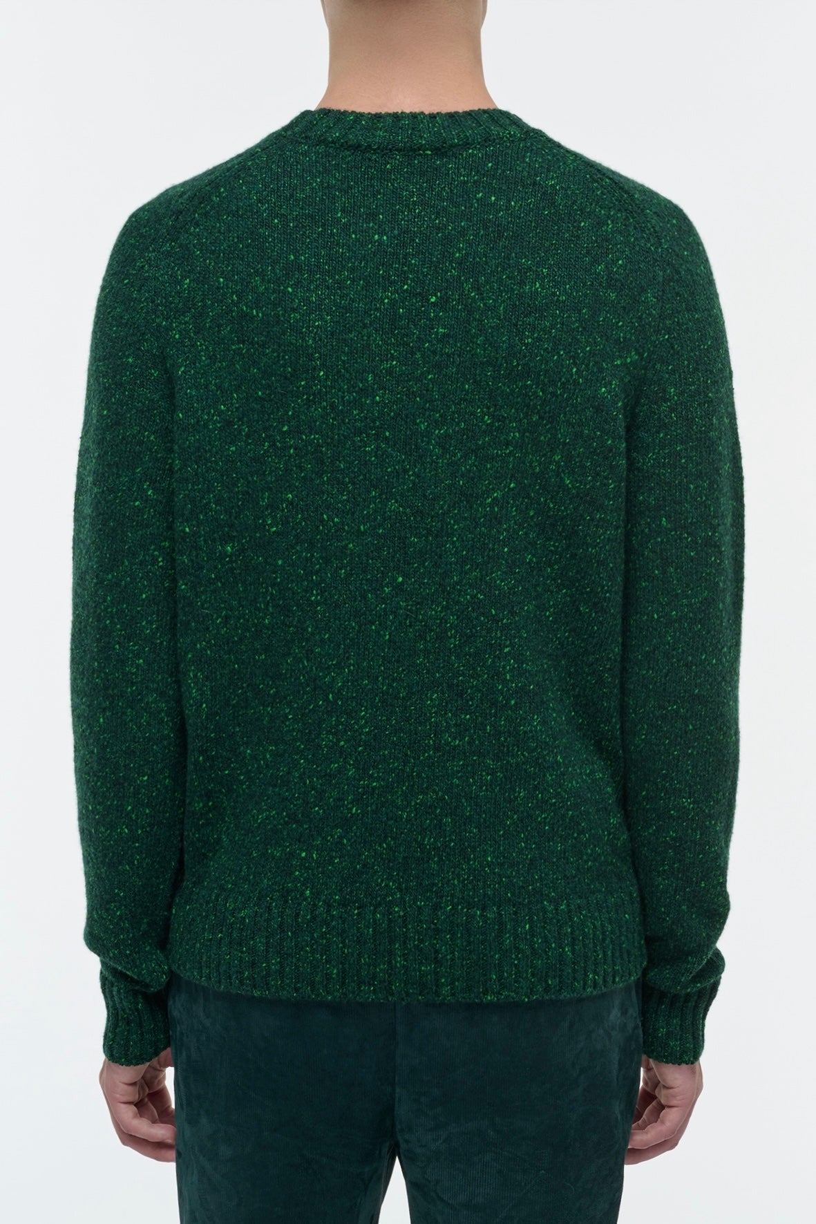 Daniel Knit Sweater in English Green Speckled Aran Cashmere