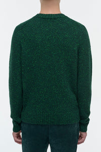 Daniel Knit Sweater in English Green Speckled Aran Cashmere