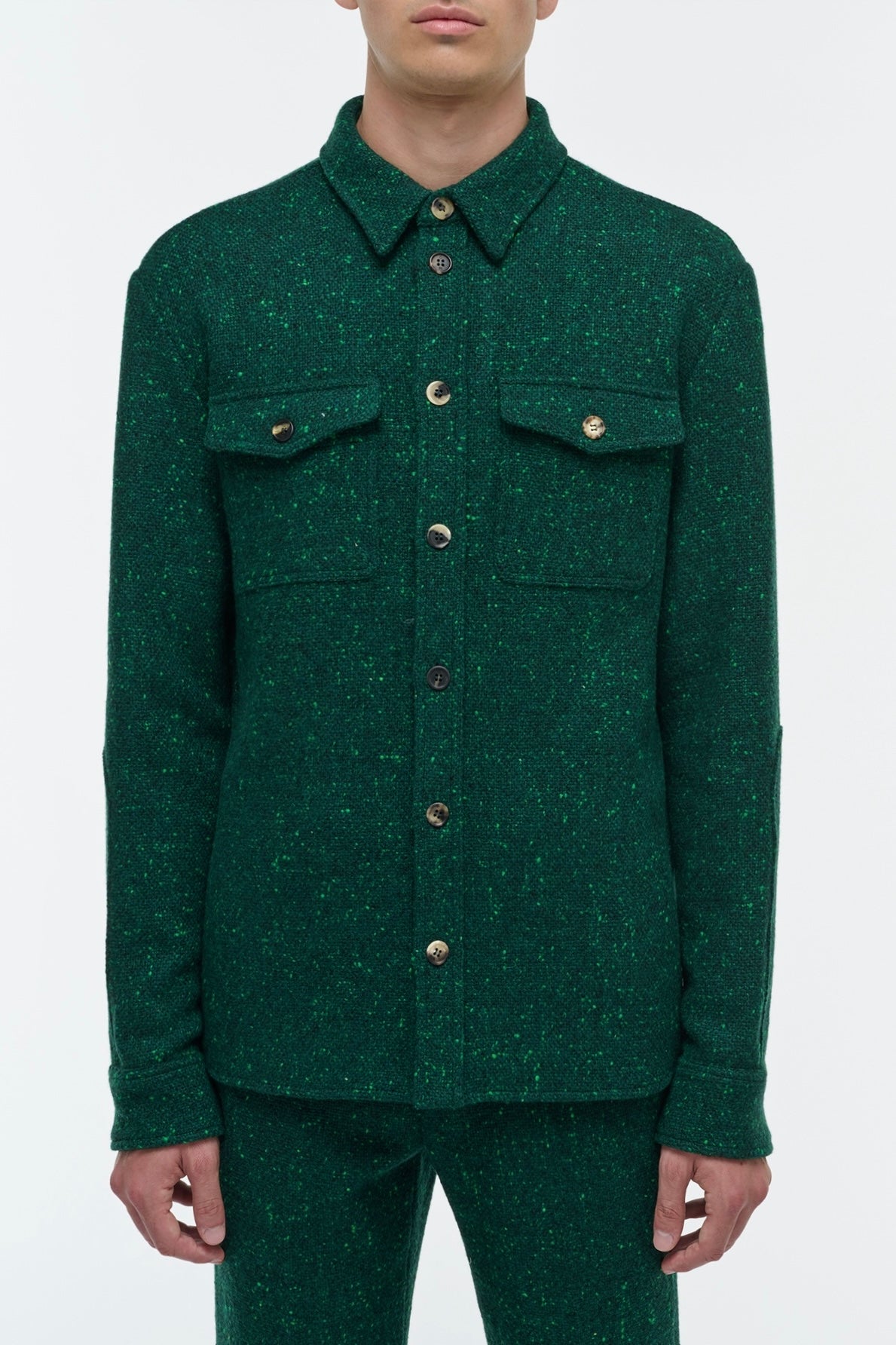 Lucas Overshirt in English Green Speckled Cashmere
