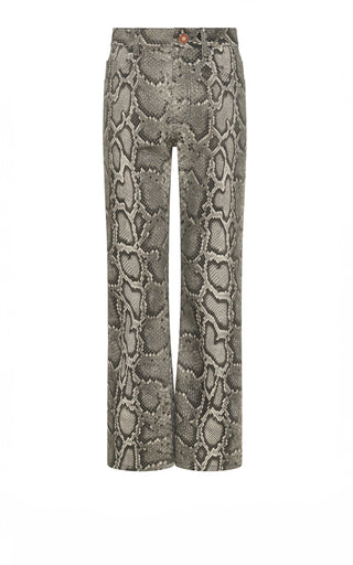 Greyscale Snake Print Bootcut Cropped Jeans - Front View | Gabriela Hearst