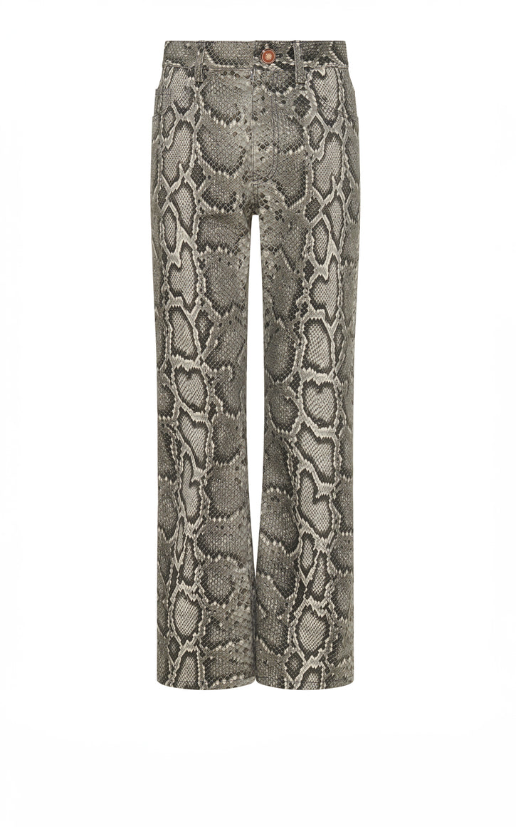 Ezra Bootcut Cropped Jean in Greyscale Recycled Printed Cotton Denim