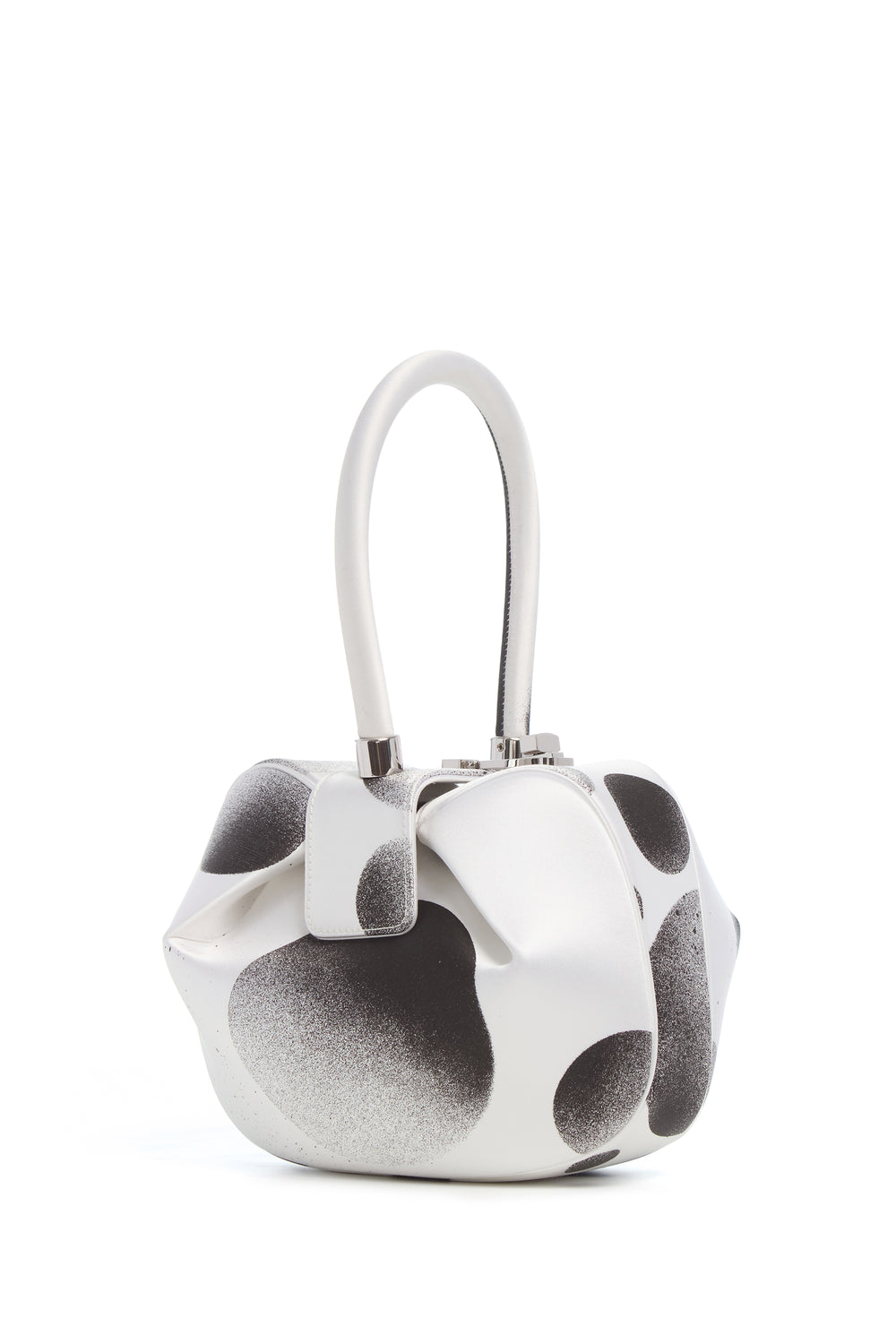 Adam Pendleton Nina Bag in Black White Satin - Three Quarter View | Gabriela Hearst