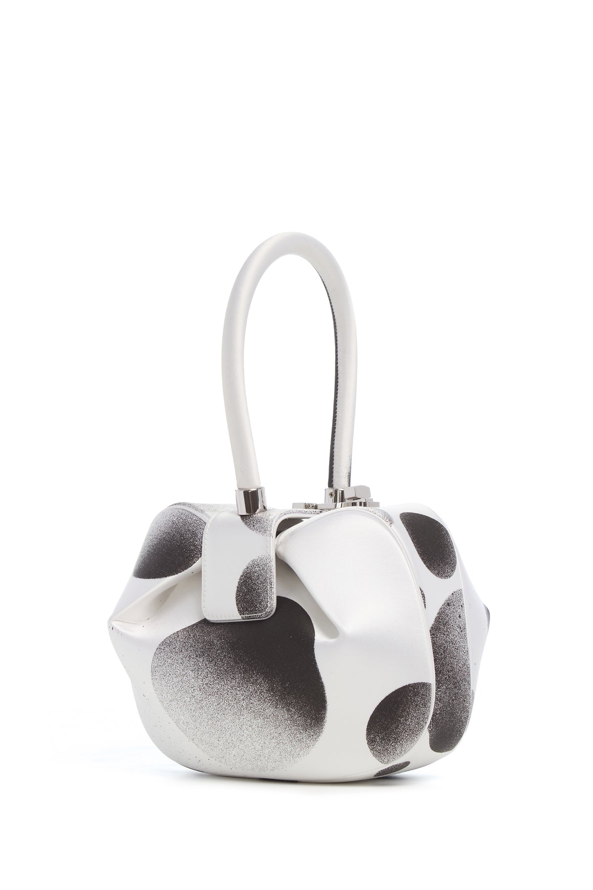 Adam Pendleton Nina Bag in Black White Satin - Three Quarter View | Gabriela Hearst