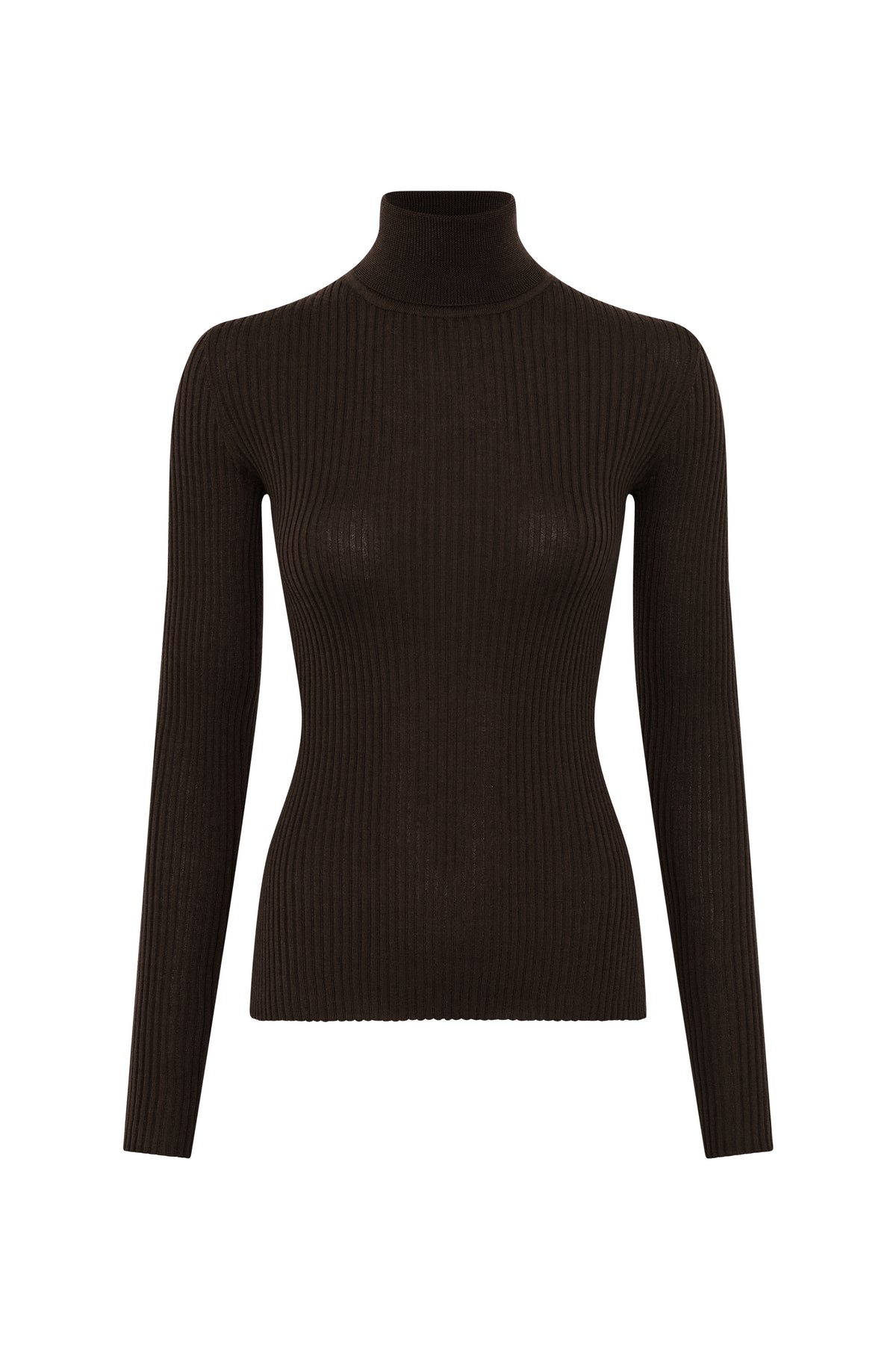Peppe Knit Turtleneck Sweater in Chocolate Cashmere