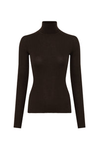 Peppe Knit Turtleneck Sweater in Chocolate Cashmere