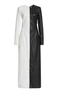 Currie Dress in Black & White Leather