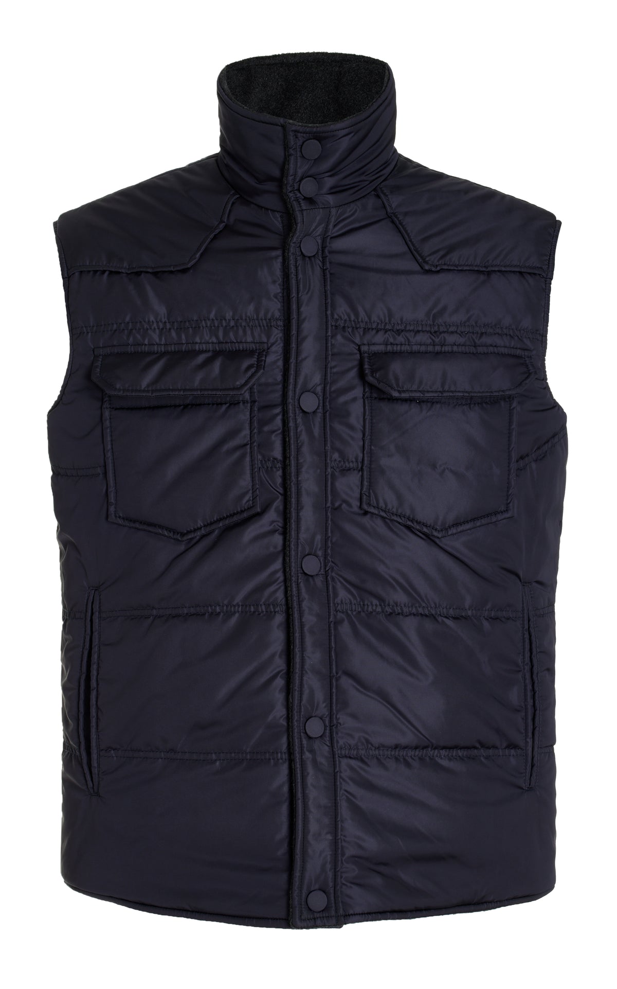 Clay Reversible Puffer Vest in Charcoal Cashmere and Nylon 