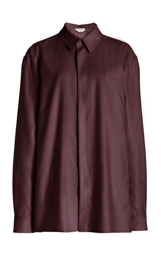 Deep Bordeaux Virgin Wool Nicolas Shirt - Front View | Gabriela Hearst