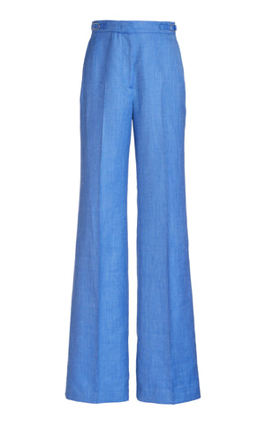 Vesta Pant in Sapphire Silk Wool with Linen
