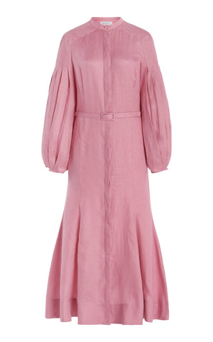 Lydia Dress with Slip in Rose Quartz Linen