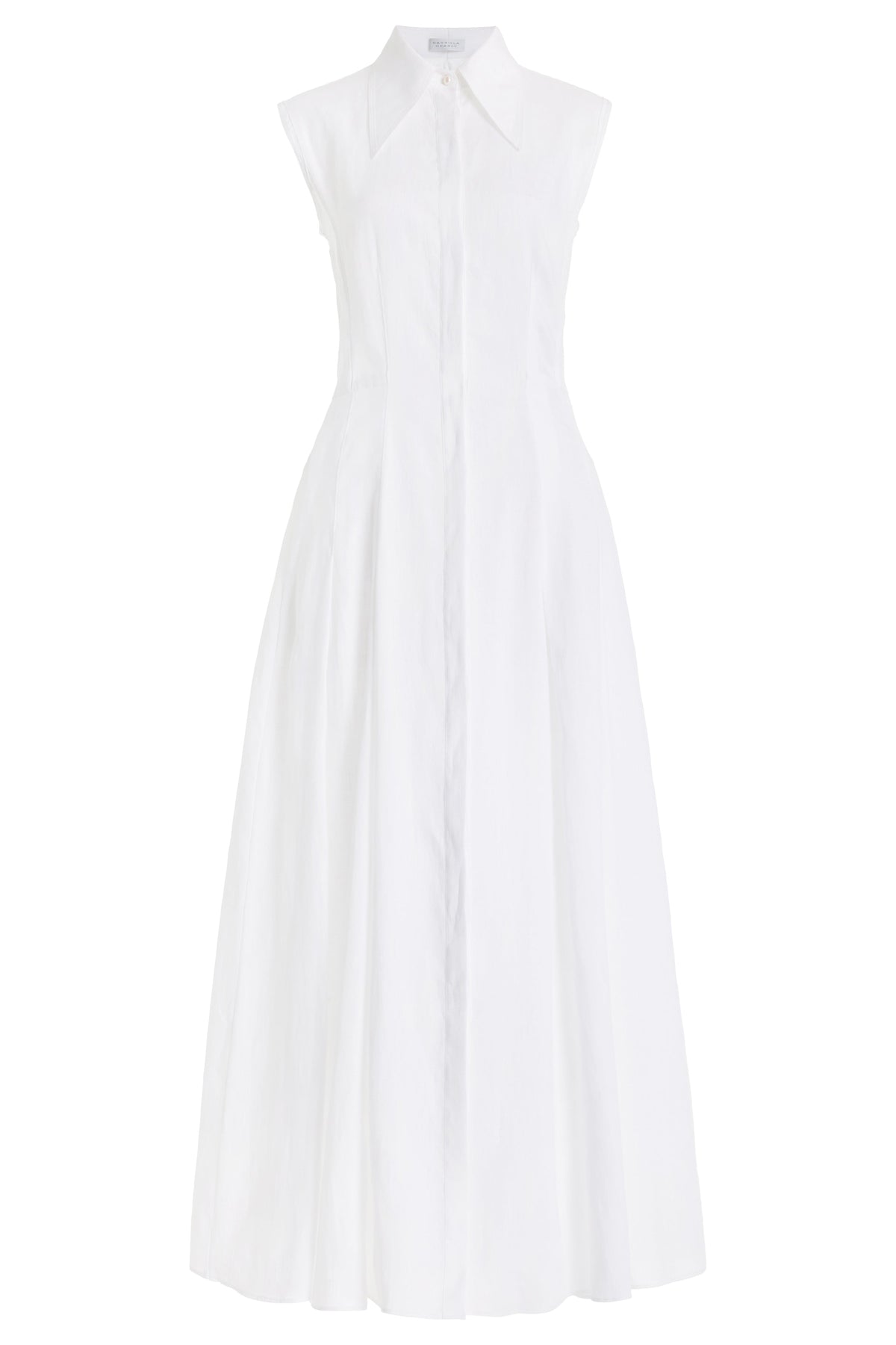 Durand Pleated Maxi Shirtdress in White Aloe Linen