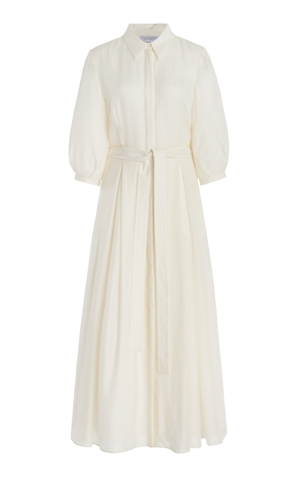 Andy Pleated Dress in Ivory Virgin Wool Cashmere