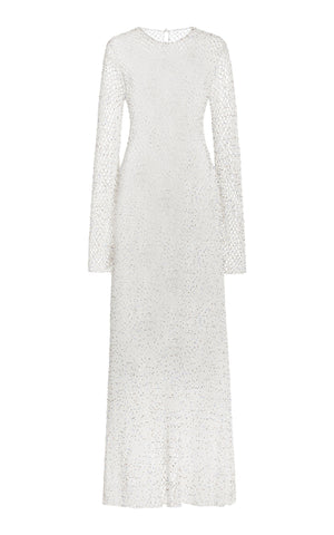 Xavier Knit Dress in White Beaded Cashmere