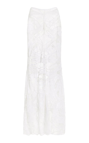Tobella Knit Skirt in Ivory Cotton Macrame