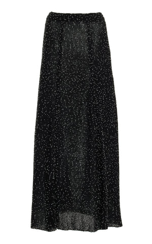 Floris Beaded Knit Skirt in Black Beaded Silk