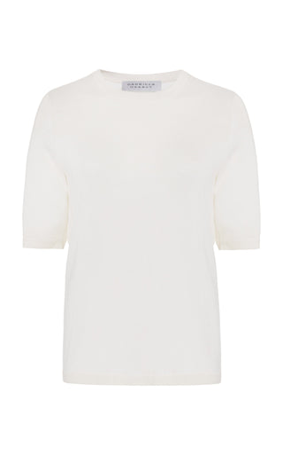 Ivory Cashmere Silk Brunner Knit T-Shirt - Front View, Flat Lay | Gabriela Hearst