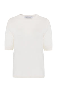 Brunner Knit T-Shirt in Ivory Cashmere Silk