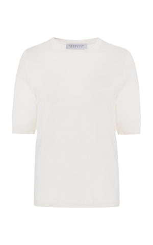 Brunner Knit T-Shirt in Ivory Cashmere Silk
