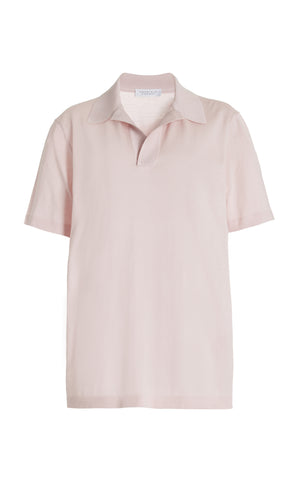 Stendhal Knit Short Sleeve Polo in Blush Cashmere