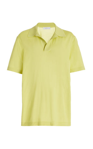 Stendhal Knit Short Sleeve Polo in Lime Adamite Cashmere