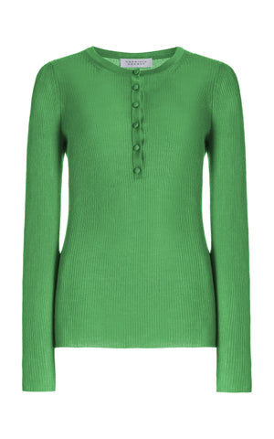 Julian Knit Henley in Peridot Green Cashmere Silk