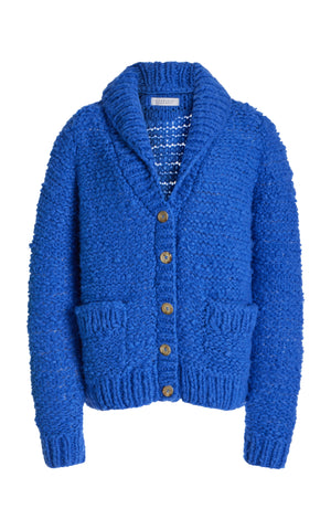 Moses Knit Cardigan in Sapphire Welfat Cashmere