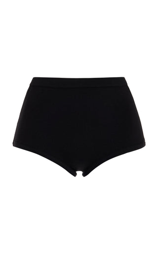 Black Merino Wool Aris Knit Shorts - Front View | Gabriela Hearst