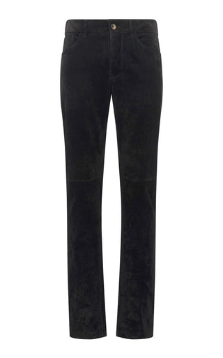 Black Suede Anthony Five Pocket Pants - Front View | Gabriela Hearst