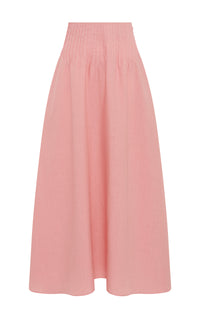 Penelope Midi Skirt in Rosa Aloe Linen