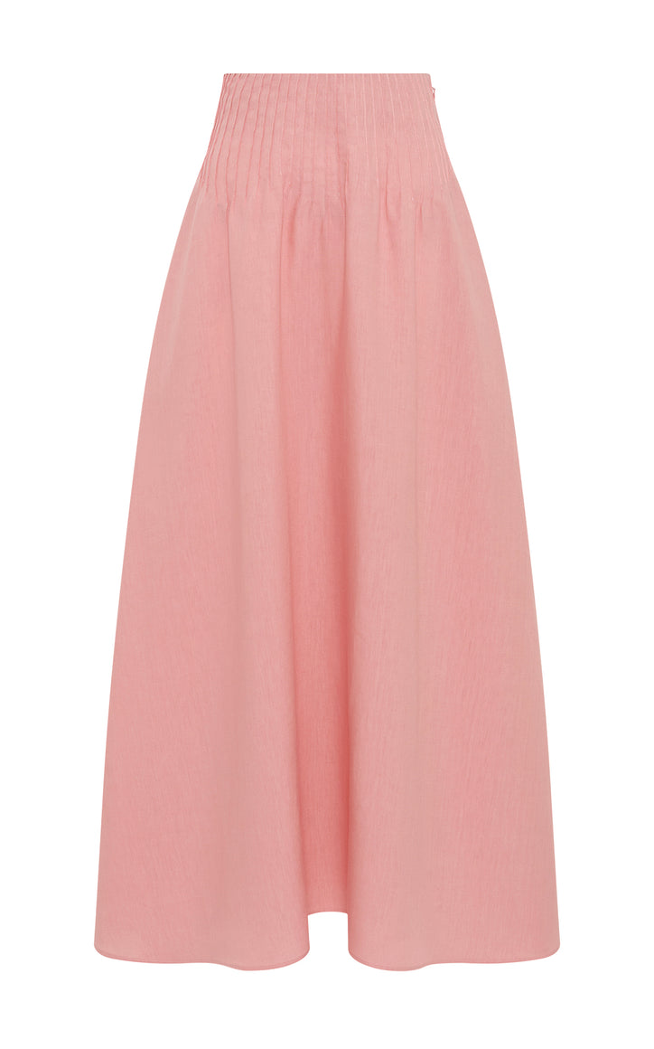 Penelope Midi Skirt in Rosa Aloe Linen