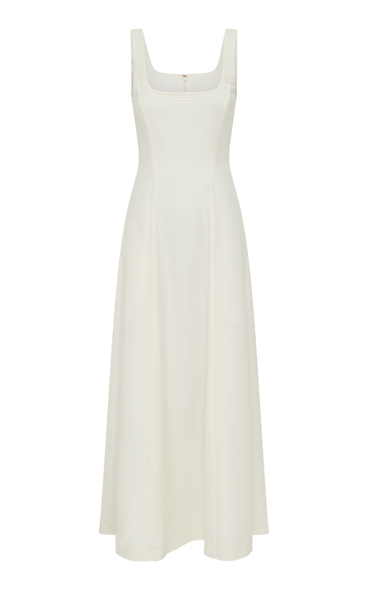 Adaline Midi Dress in Ivory Soft Wool