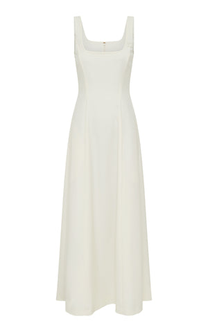 Adaline Midi Dress in Ivory Soft Wool