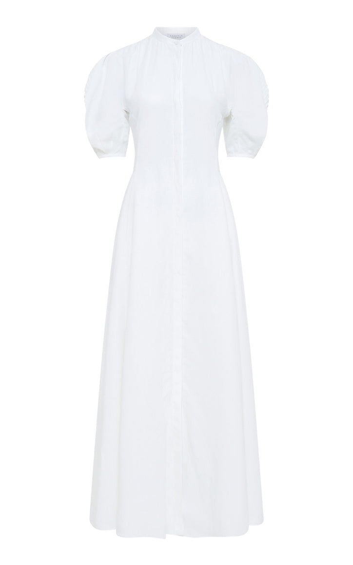 Arabella Shirtdress in White Aloe Linen