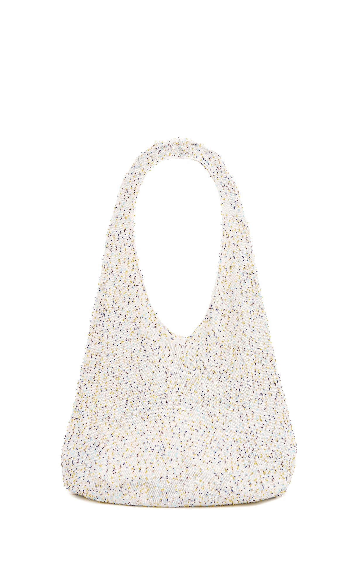 Manasa Knit Hobo Bag in Ivory Multi Beaded Cashmere