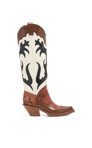 Capitana Cowboy Boot in Cognac Multi Leather