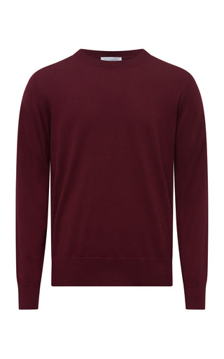 Bordeaux Merino Wool Palco Knit Crewneck Sweater - Flat Lay | Gabriela Hearst