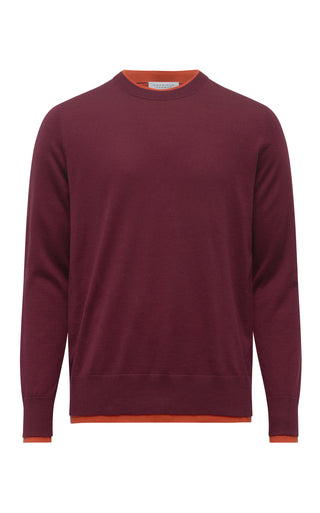 Wells Reversible Knit Sweater in Bordeaux & Spice Cashmere Silk